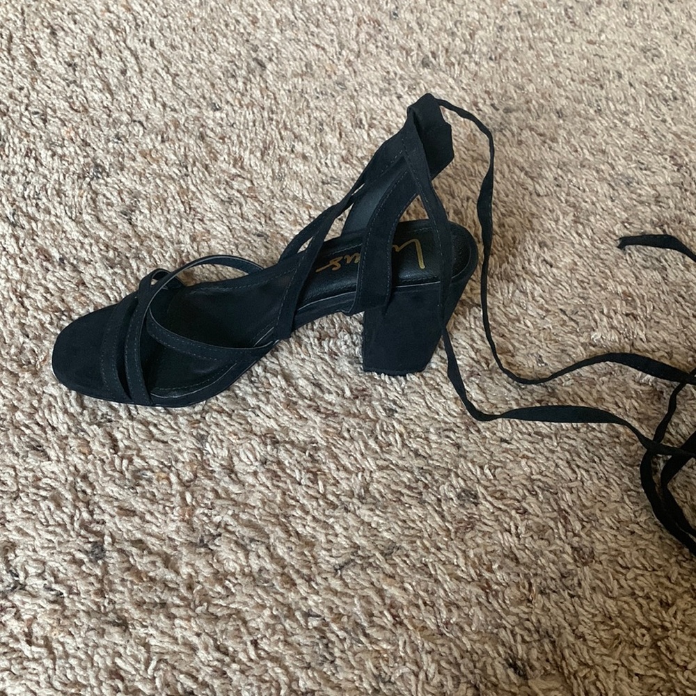 Lulus black lace up heels